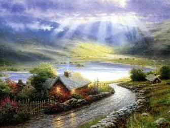 Charming Cottages Amp Gardens Thomas Kinkade Art Painting