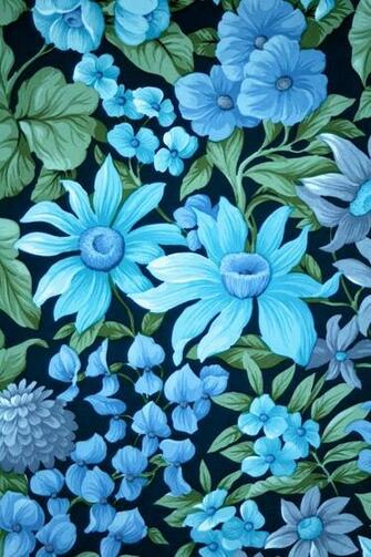 Turquoise Floral Vinyl Wallpaper