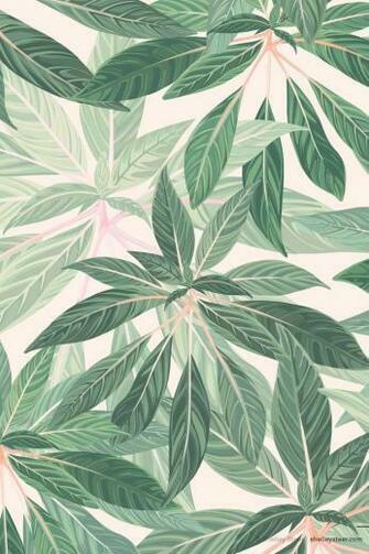 Leafy Pattern Wallpaper Green Flower