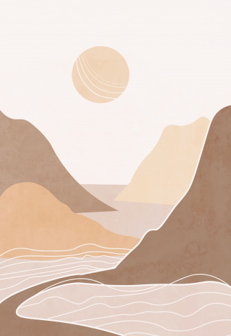 Abstract Landscape Terracotta Bohemian Printable Wall Art Wallpaper