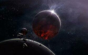 Cg Render Space Planet Moon Stars Asteroid Wallpaper