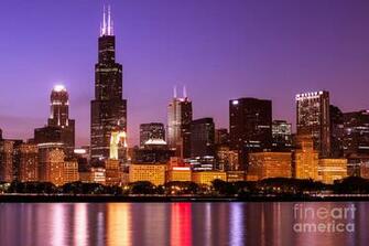 America Photograph Chicago Skyline At Night High Resolution Image By