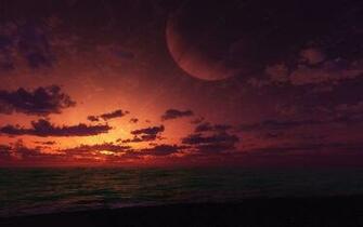Ringed Planet Over The Sea Wallpaper