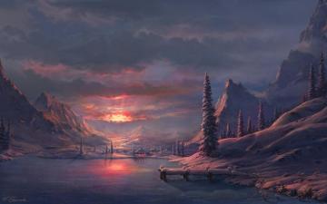 Sunset Digital Art By Feliks Wallpaper