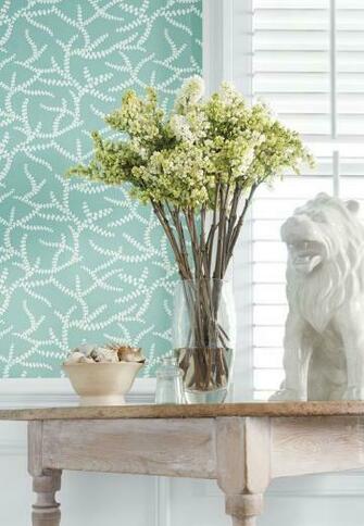 Wallpaper In Aqua From The Thibaut Resort Collection