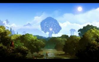 Sky Lake Screen Shot Sun Forest Trees Video Games Ori And