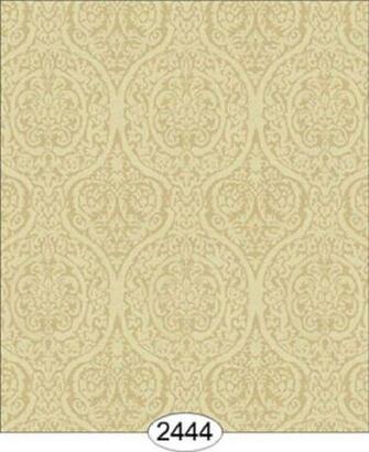 Dollhouse Wallpaper Cozy Cottage Damask Beige On Yellow Gold