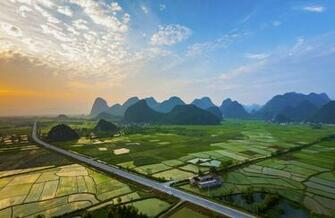 Landscape Photography Nature Field Mountains Sunset Road