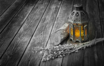 Glowing Lantern On Rustic Wood Wallpaper