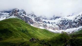 Snow Capped Mountains HD Desktop Wallpaper