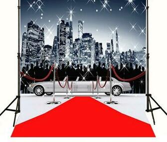 Red Carpet Limousine Bustling City Model Photo Backdrop Vinyl