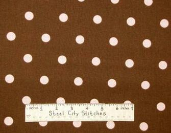 Light Peach Pink Polka Dot Brown Background Girly Diva Dots Cotton