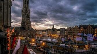 Bruges Belgium At Dusk HD Wallpaper Background Image