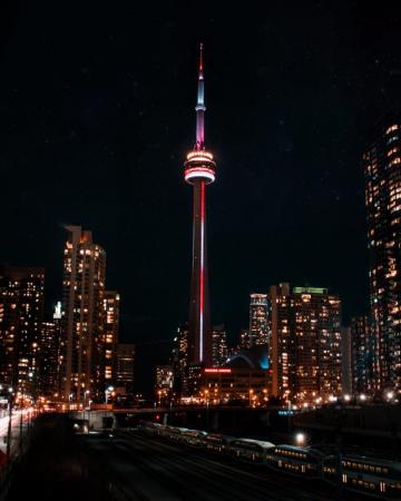 Canada Toronto Cn Tower Night Light Cntower HD Wallpaper 2k