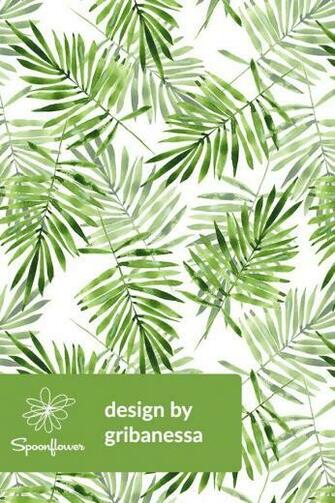 Green Watercolor Palm Leaves By Gribanessa Hand Painted
