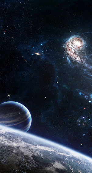 Space iPhone Planet In Dark Wallpaper