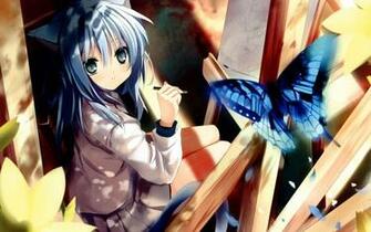 Neko Anime Cat Girl Butterfly HD Wallpaper B040