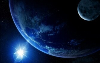 Sun Outer Space Stars Moon Earth Wallpaper