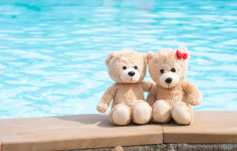 Wallpaper Sea Beach Love Toy Bear Pair Two