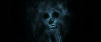 Wallpaper Smoke Skull Light Green Black