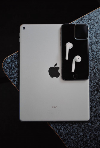 iPhone Desk With Apple Products Wallpaper