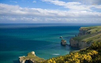 New Zealand Cliffs Wallpaper Beach