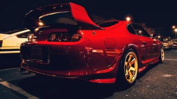 Red Toyota Supra Mk4 Night Machine Car