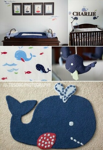 Navy Themed Whale Nursery Theme