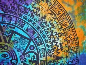 Xl Wall Sized Tapestry Tie Dye Aztec Calendar