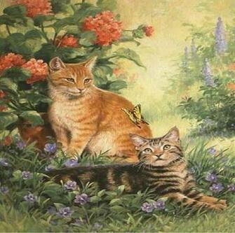 Cats And Butterfly Wallpaper HD