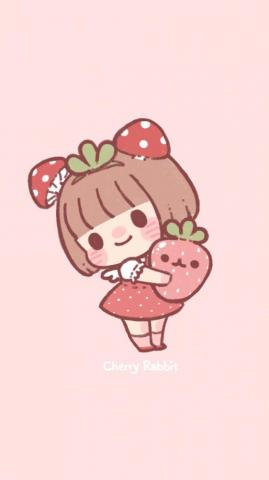 Mushroom Girl Wallpaper Cherry Rabbit