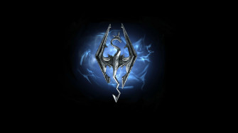 Skyrim Blue Fire Dragon Game Logo HD Wallpaper