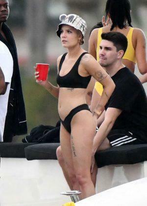 Halsey In Black Bikini On A Yacht Miami