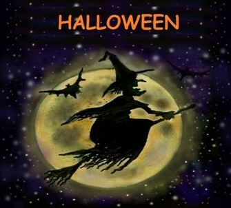 Halloween Witch And Moon Wallpaper