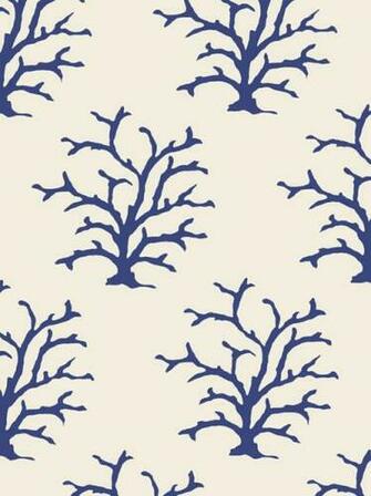 Home Fabrics Wallcoverings Coral Navy Wallpaper By Dana Gibson