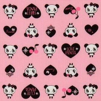 Pink Kawaii Panda Fabric With Black Hearts Japan