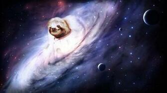 Sloth Wtf Stars Planets Wallpaper