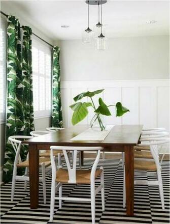 Above Palm Print Curtains Are In The Lombardi House Los Angeles