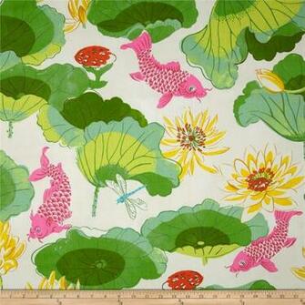 Waverly Lotus Chintz Peaceful Temple And Shoji
