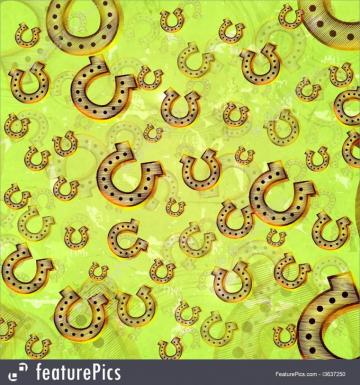 Holidays Horseshoes In Green Old Paper Background Stock