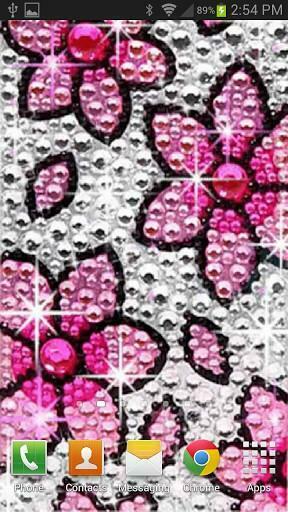 Bigger Rhinestone Pink Flower Bling For Android Screenshot