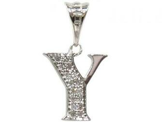 Script Letter W Diamond Initial Pendant 14k White Gold