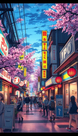 Japanese Anime Street 1080p Wallpaper