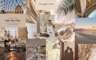 Macbook Collage Wallpaper Beige Cute Laptop Aesthetic
