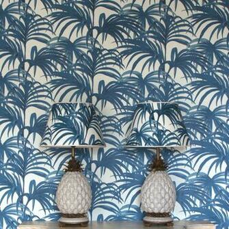 Palmeral Wallpaper Off White Azure Pinpina