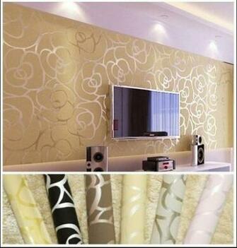 Modern Flocking Wallpaper Unique Wall Paper Covering Roll For Living