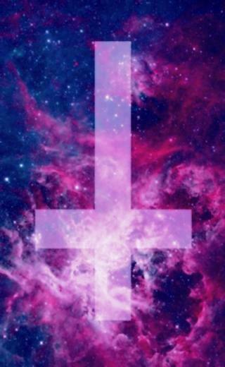 Cross Galaxy Pink Purple Upside Down