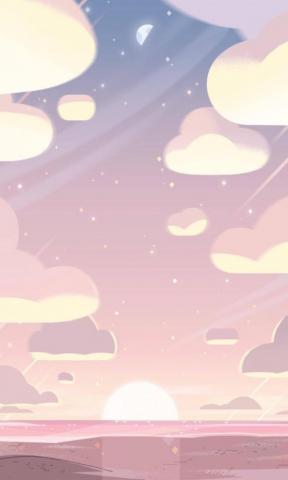 iPhone Pink Aesthetic Cartoon Sunset Wallpaper