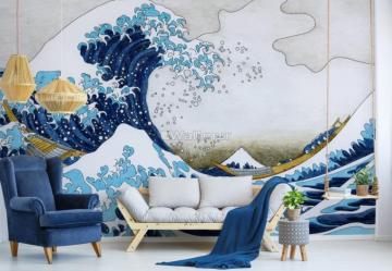 Vintage Wave Drawing Wallpaper Mural Wallmur
