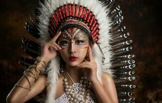 Wallpaper Look Decoration Style Feathers Hands Makeup Asian
